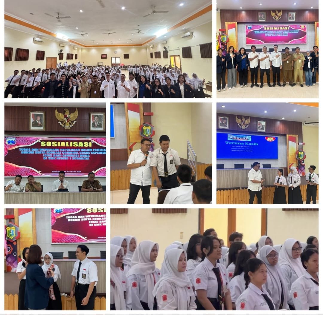 Bidkum Polda Jatim Edukasi Pelajar SMKN 1 Surabaya tentang Penegakan Hukum dan Olah TKP