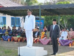 Bupati Nias Utara Jadi Inspektur Upacara Penurunan Bendera HUT RI ke-81 di Kecamatan Sawo