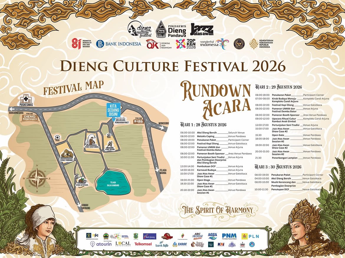 Rangkaian acara DCF 2026, 28-30 Agustus 2026. (foto: dok. Dieng Festival)