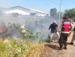 Cuaca Panas Picu Kebakaran di Akses Suramadu, Aksi Cepat Polsek Burneh dan Warga Tuai Pujian